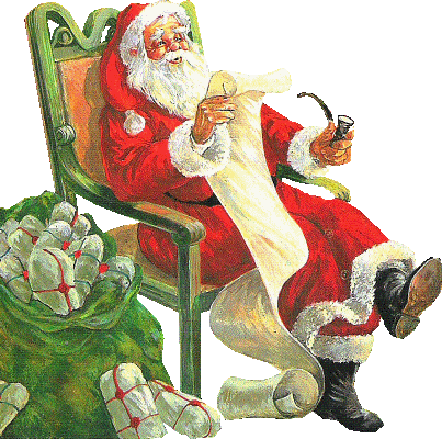 Mikołaj czytający listę życzeń